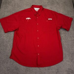 Arkansas Razorbacks Shirt Mens Large Red NCAA Columbia PFG Omni-Shade‎ Football